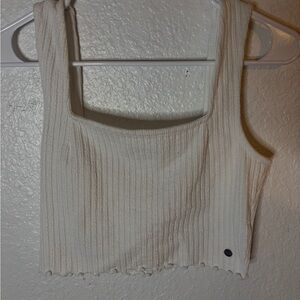 Roxy Ribbed Crop Tank Top • Beige/Ivory • Women’s Size L